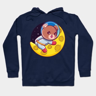 brown bear astronaut sleeping on the moon Hoodie